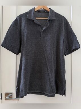 Ermenegildo Zegna Men's Gray Short Sleeve Polo Shirt 100% Cotton Size L